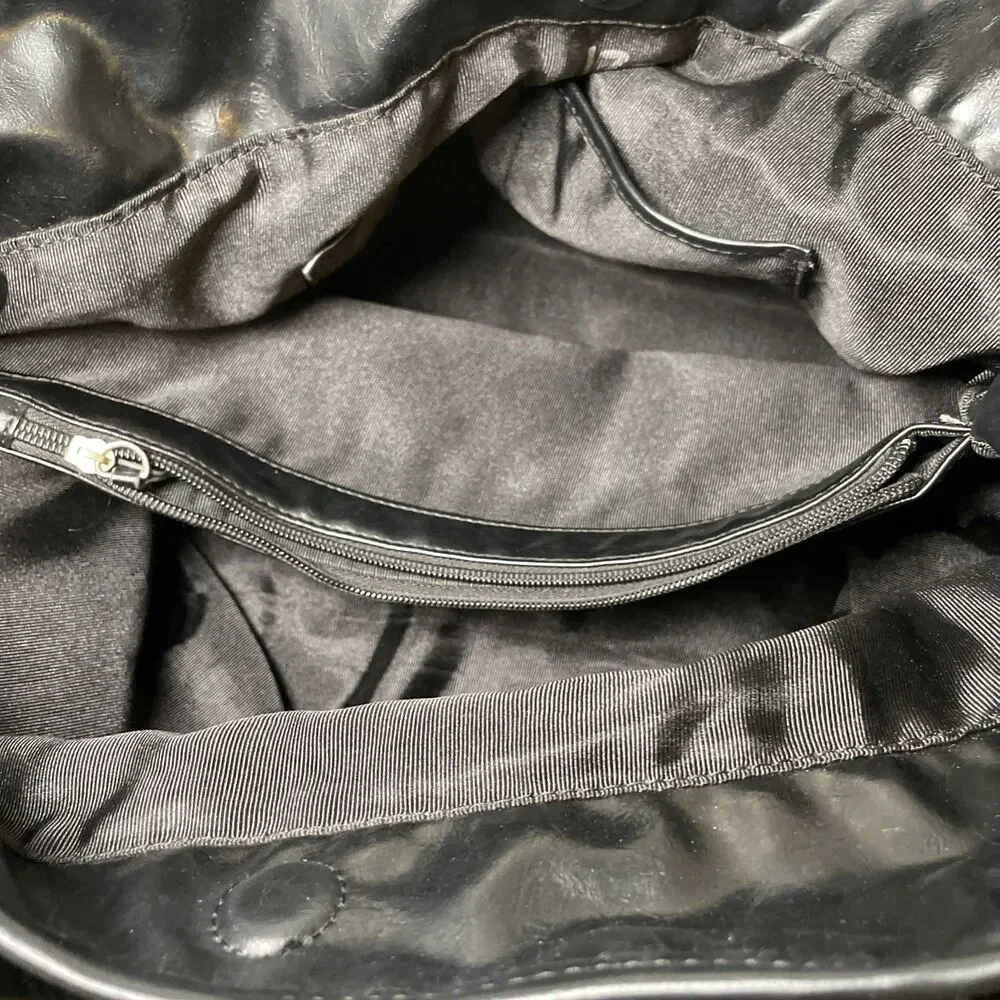 Vintage Etienne Aigner Black Canvas w/Faux Leather Black Trim Shoulderbag Purse